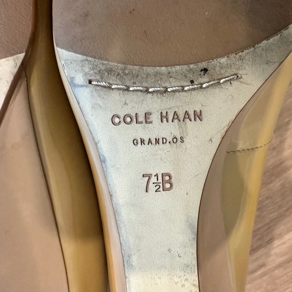 Cole Haan Wedge Pump Womens 7.5 Multi Nude Patent Leather Grand Signature Office